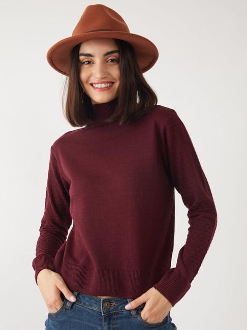 zink london maroon straight fit sweater