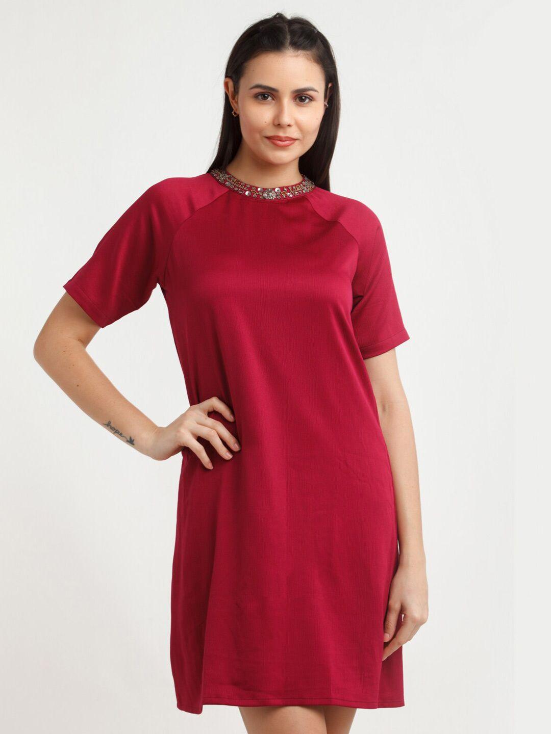 zink london maroon t-shirt dress