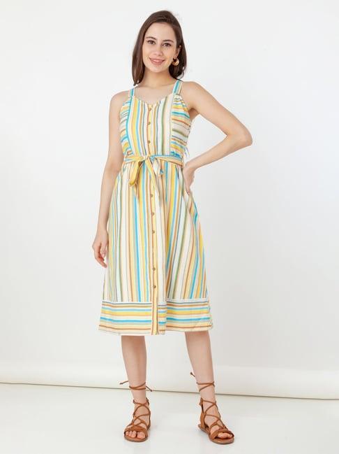 zink london multicolor cotton striped shirt dress