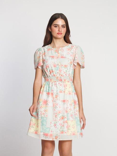 zink london multicolor floral print fit & flare dress