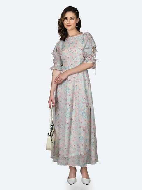 zink london multicolor floral print gown