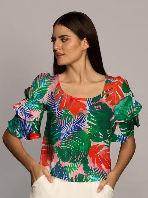 zink london multicolor floral print top