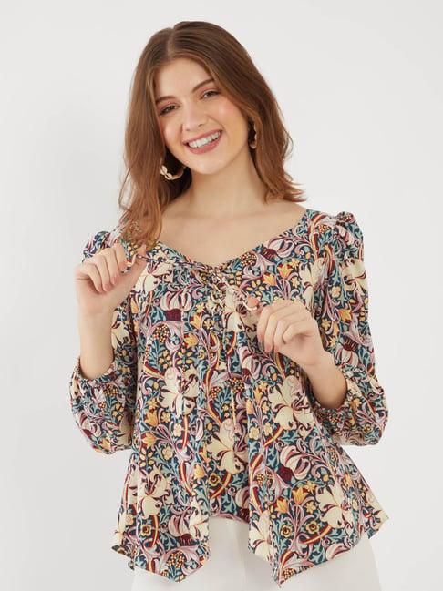 zink london multicolor floral print top