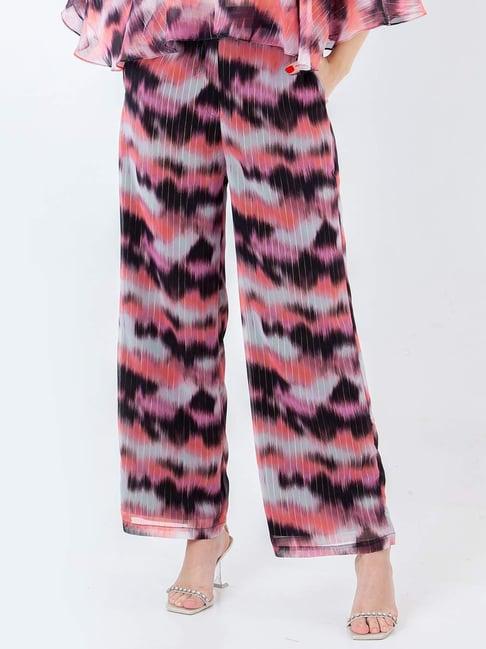 zink london multicolored printed flared pants