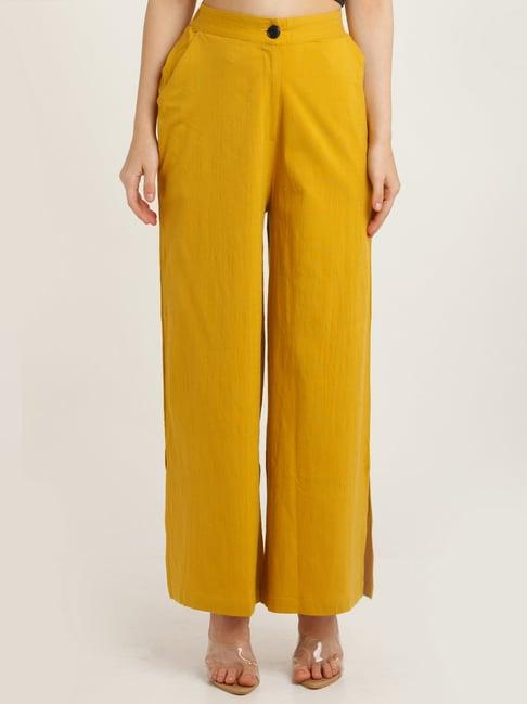 zink london mustard regular fit high rise trousers