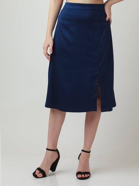 zink london navy a-line midi skirt