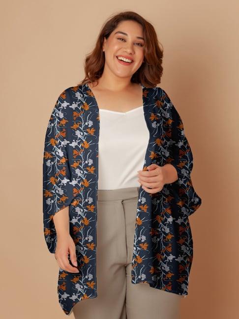 zink london navy floral print shrug