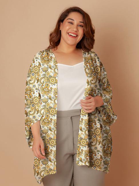 zink london off white & yellow floral print shrug