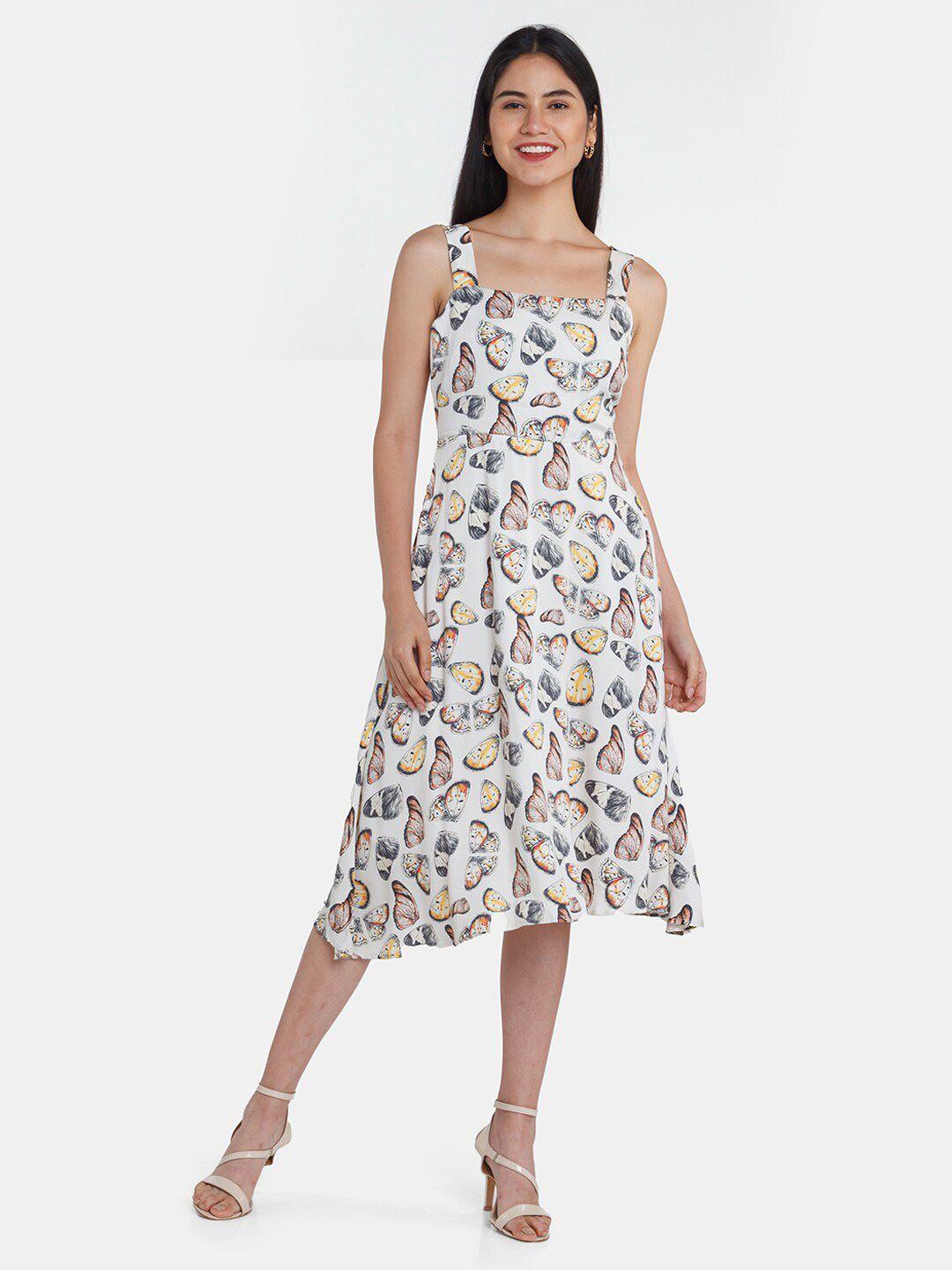 zink london off white floral a-line midi dress