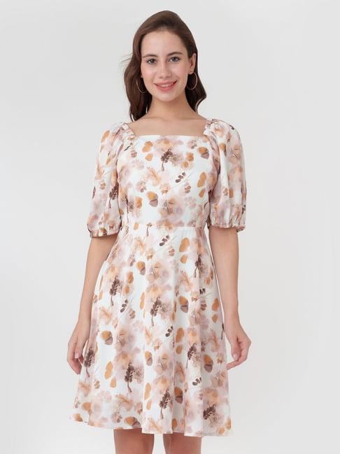 zink london off white printed a line dress