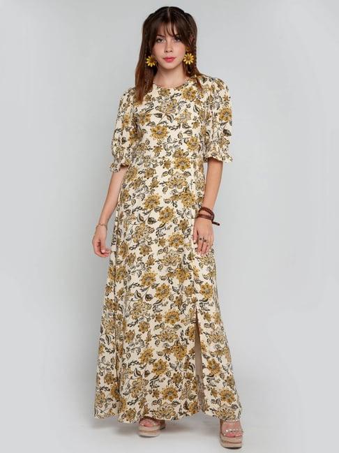 zink london off white printed maxi dress