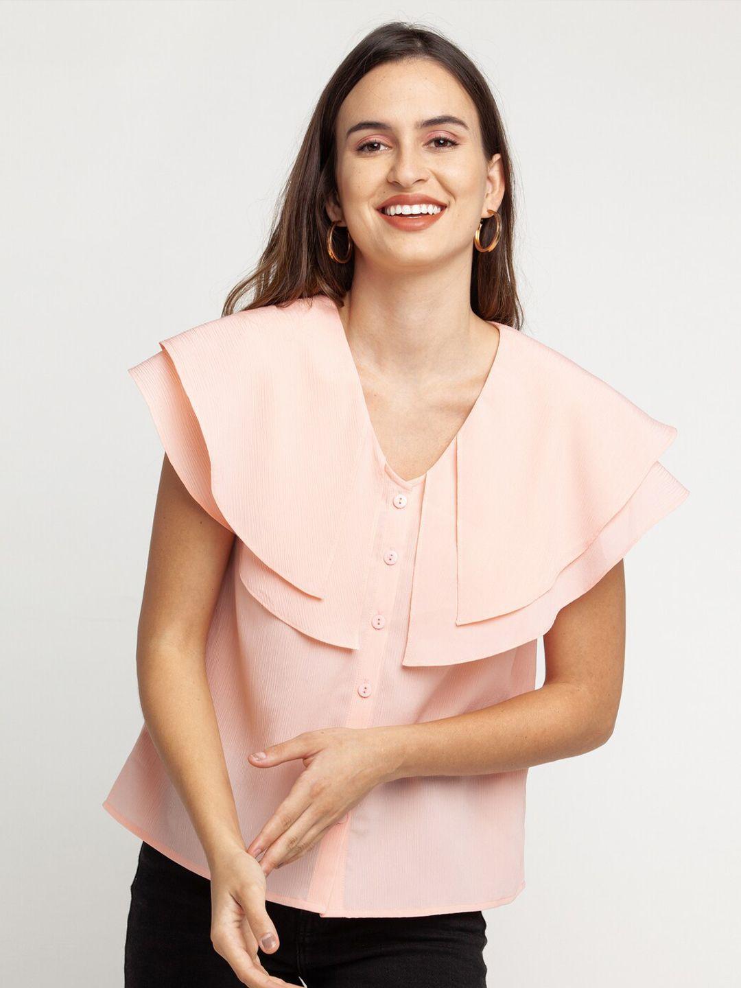 zink london peach-coloured layered top