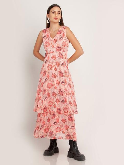 zink london peach floral print dress