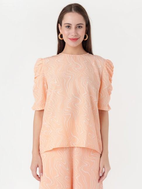 zink london peach printed top