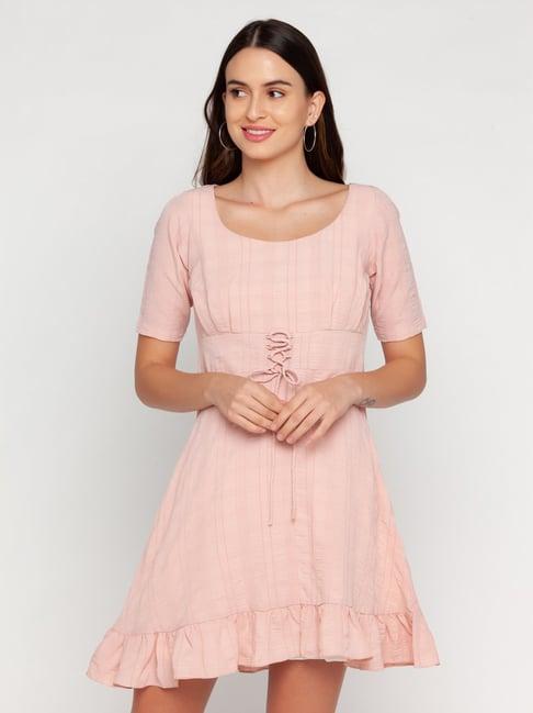 zink london pink check a-line dress