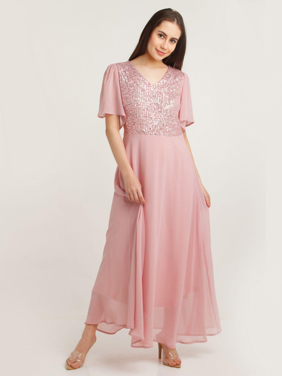 zink london pink embellished maxi dress