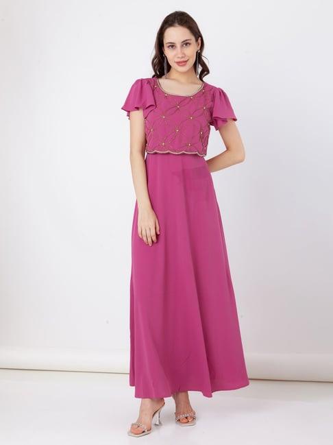 zink london pink embellished maxi dress