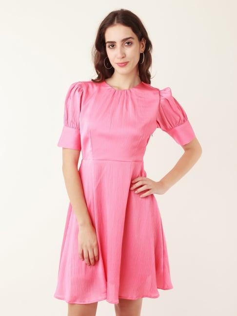 zink london pink fit & flare dress