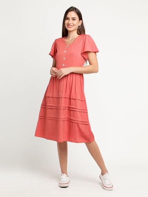 zink london pink flare fit dress