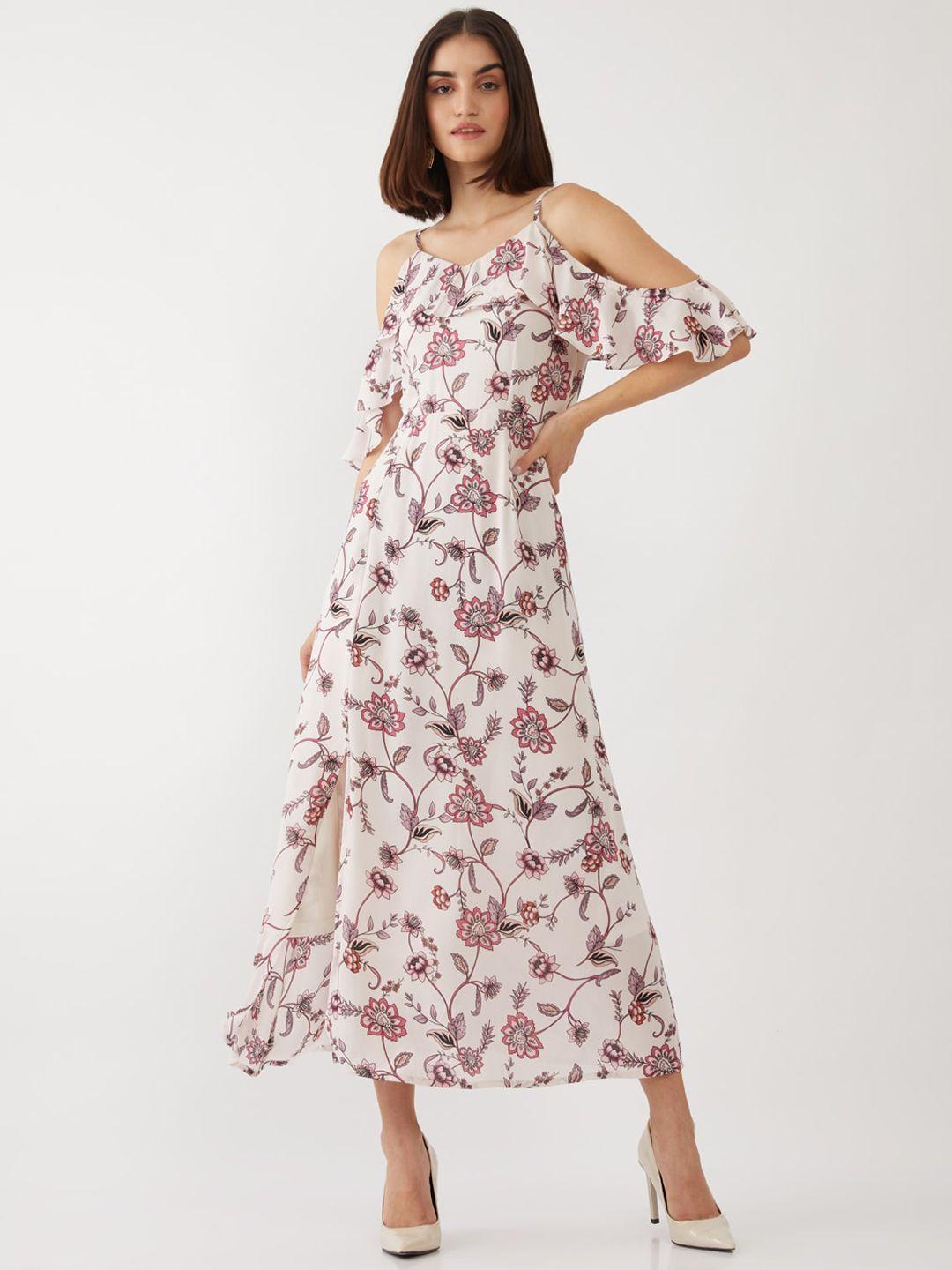 zink london pink floral printed a-line midi dress