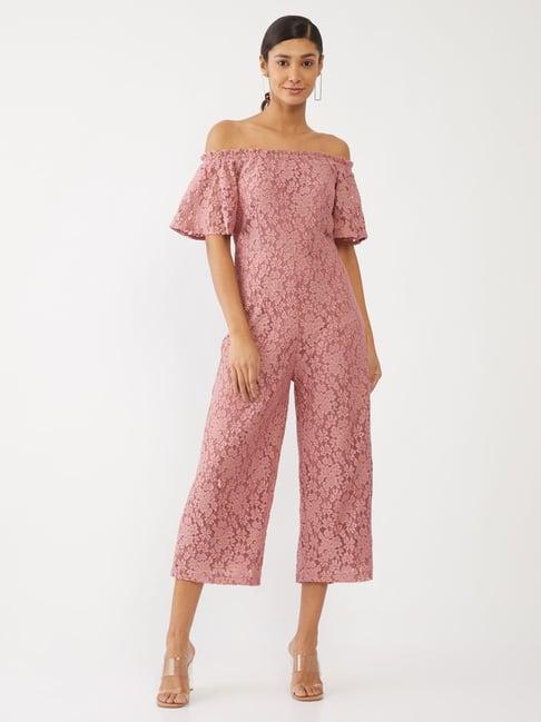 zink london pink lace print jumpsuit