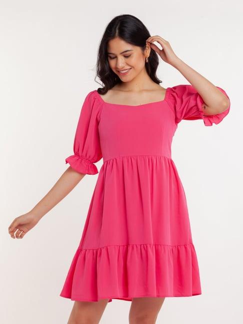 zink london pink mini fit & flare dress