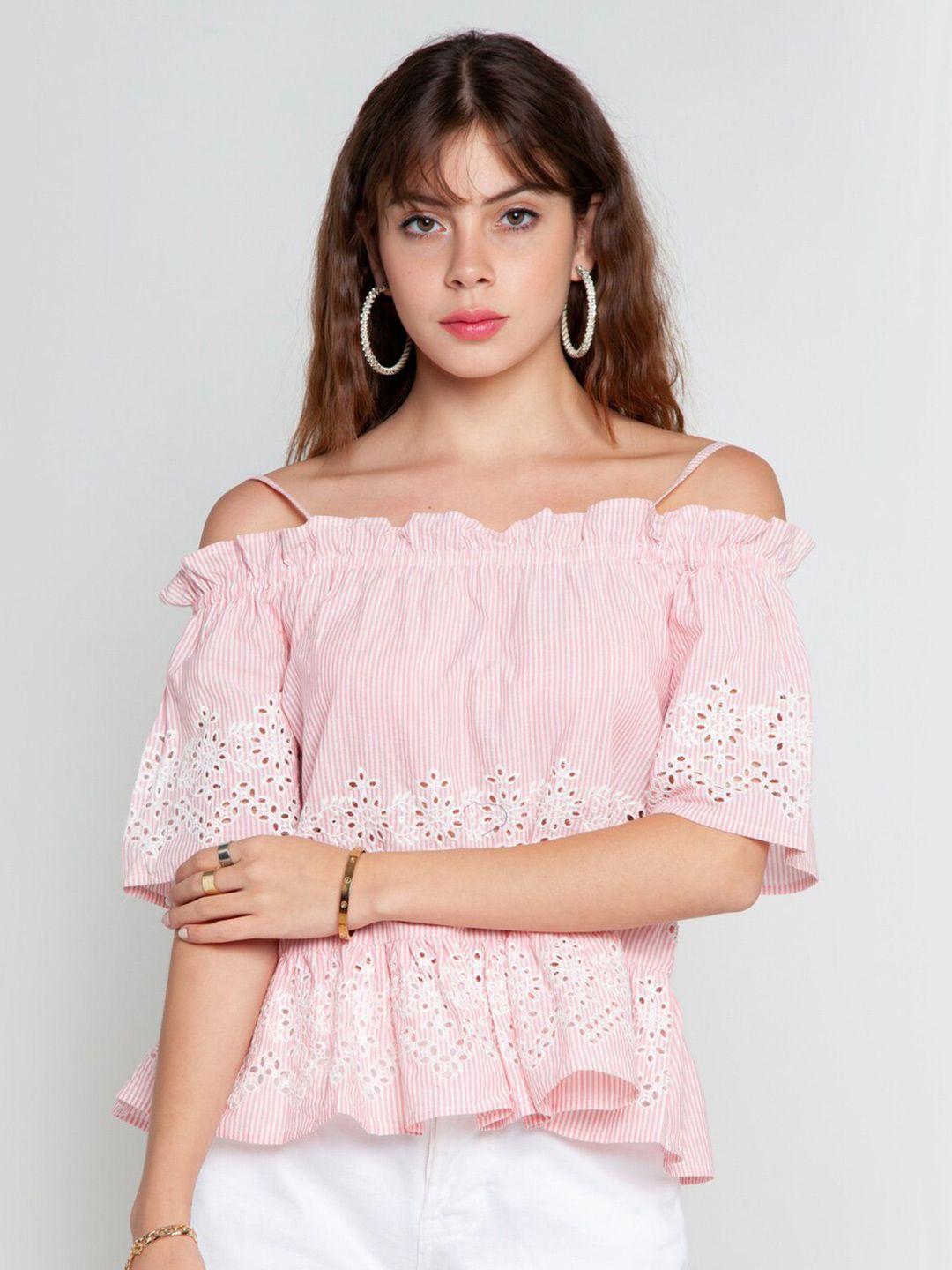 zink london pink off-shoulder bardot top