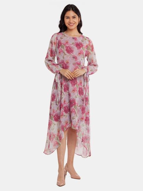 zink london pink printed high-low dress