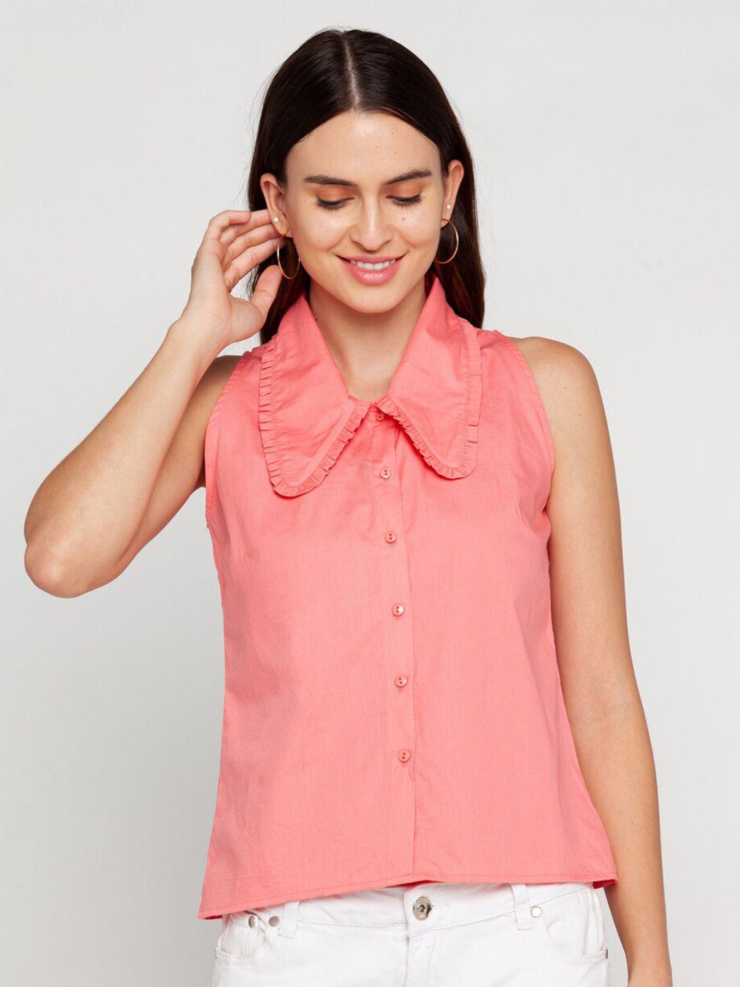 zink london pink shirt style pure cotton top