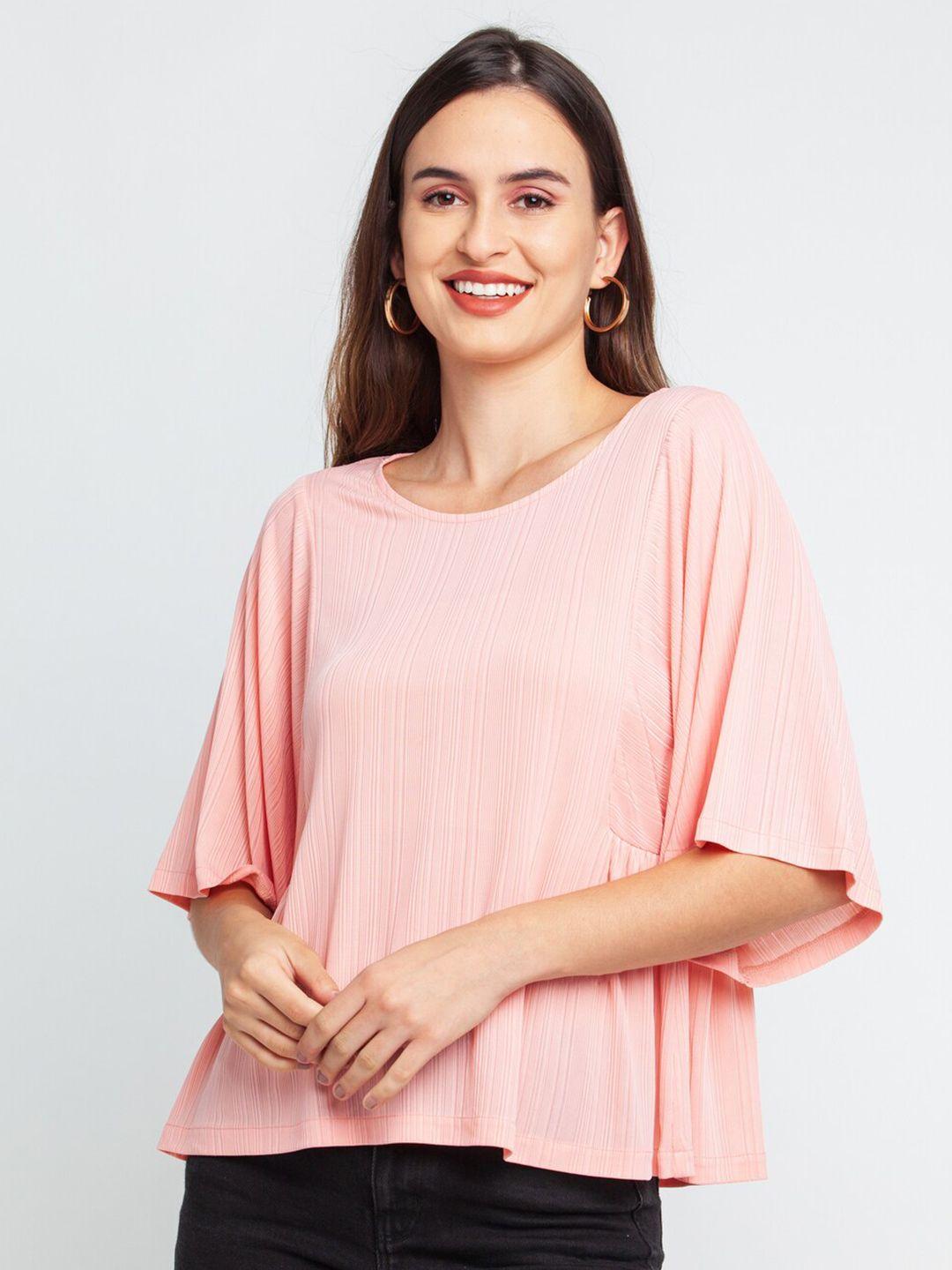 zink london pink solid flared sleeve top