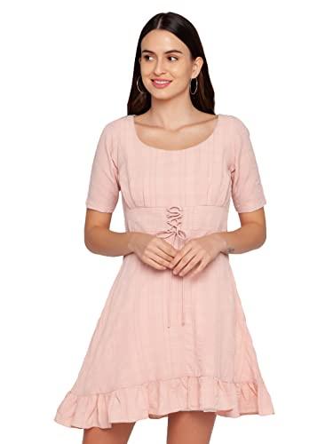 zink london pink solid women's short dress