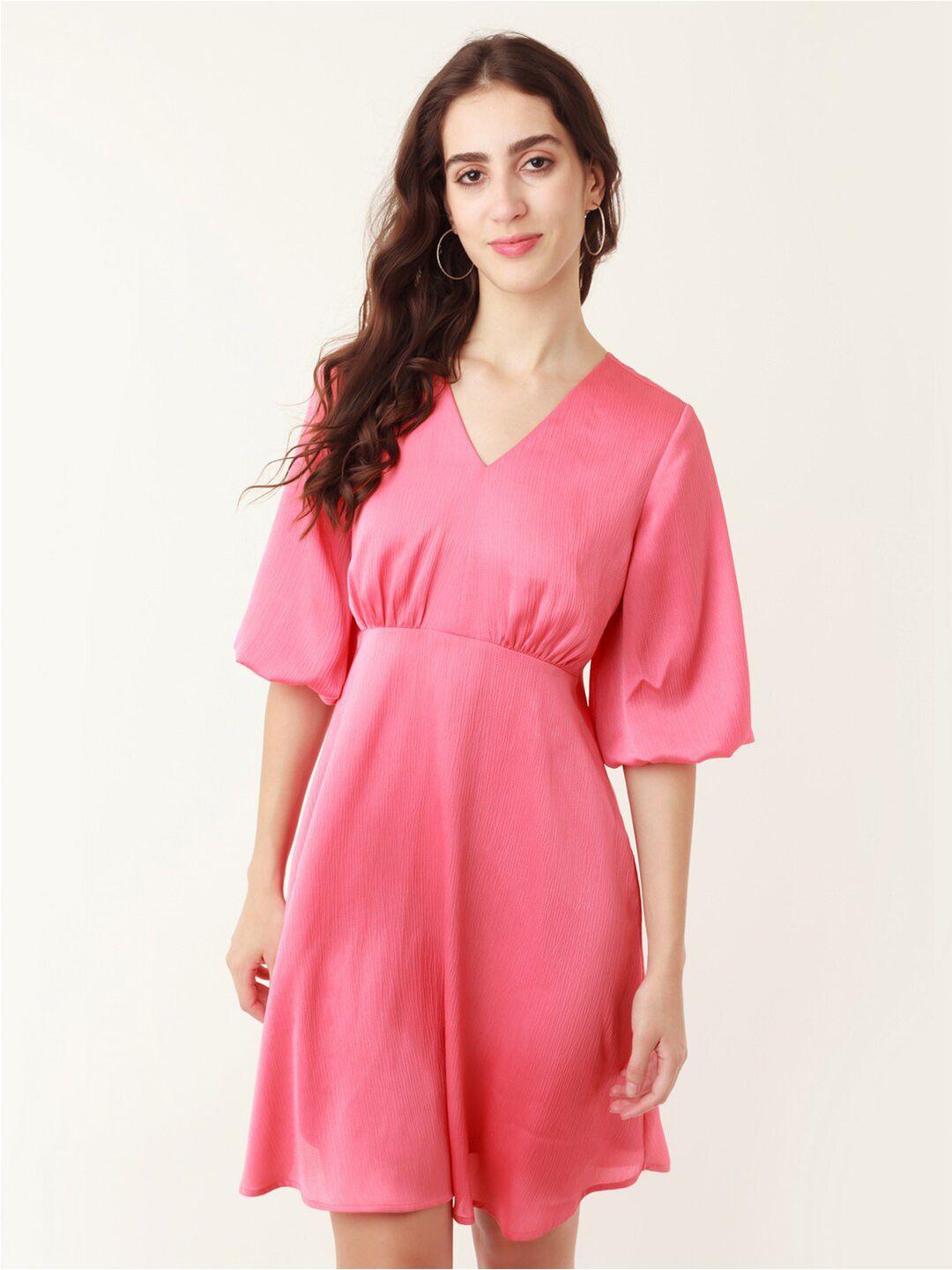 zink london puff sleeves  a-line dress