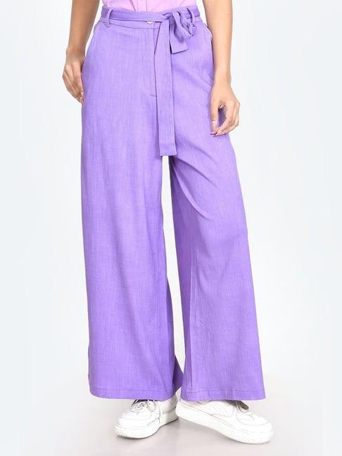 zink london purple regular fit high rise trousers