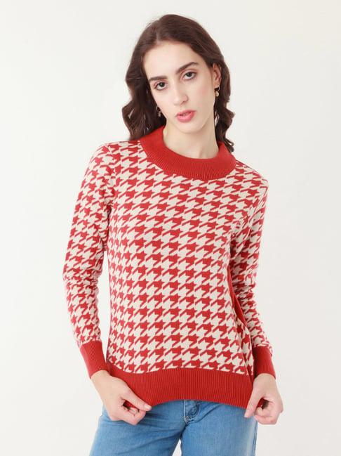 zink london red geometric sweater