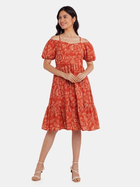 zink london rust printed a line dress