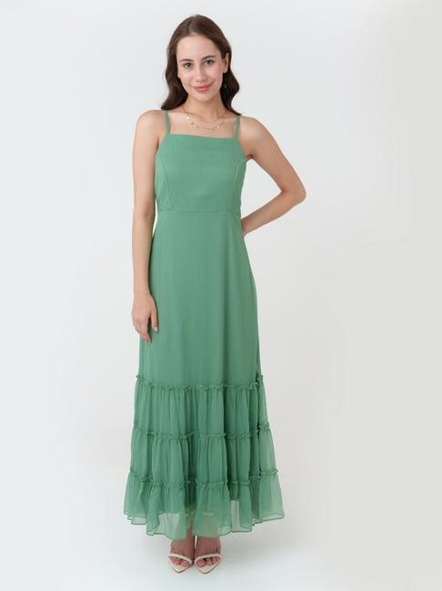 zink london sea green regular fit maxi dress