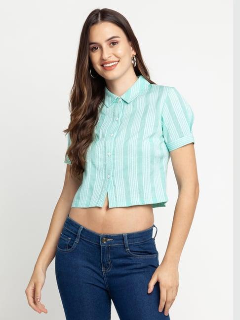 zink london sea green striped shirt