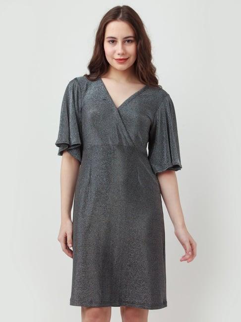 zink london silver textured a line dress