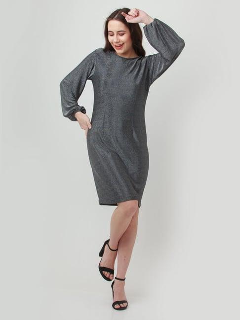 zink london silver textured shift dress