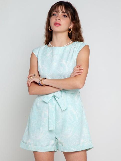 zink london sky blue printed playsuit