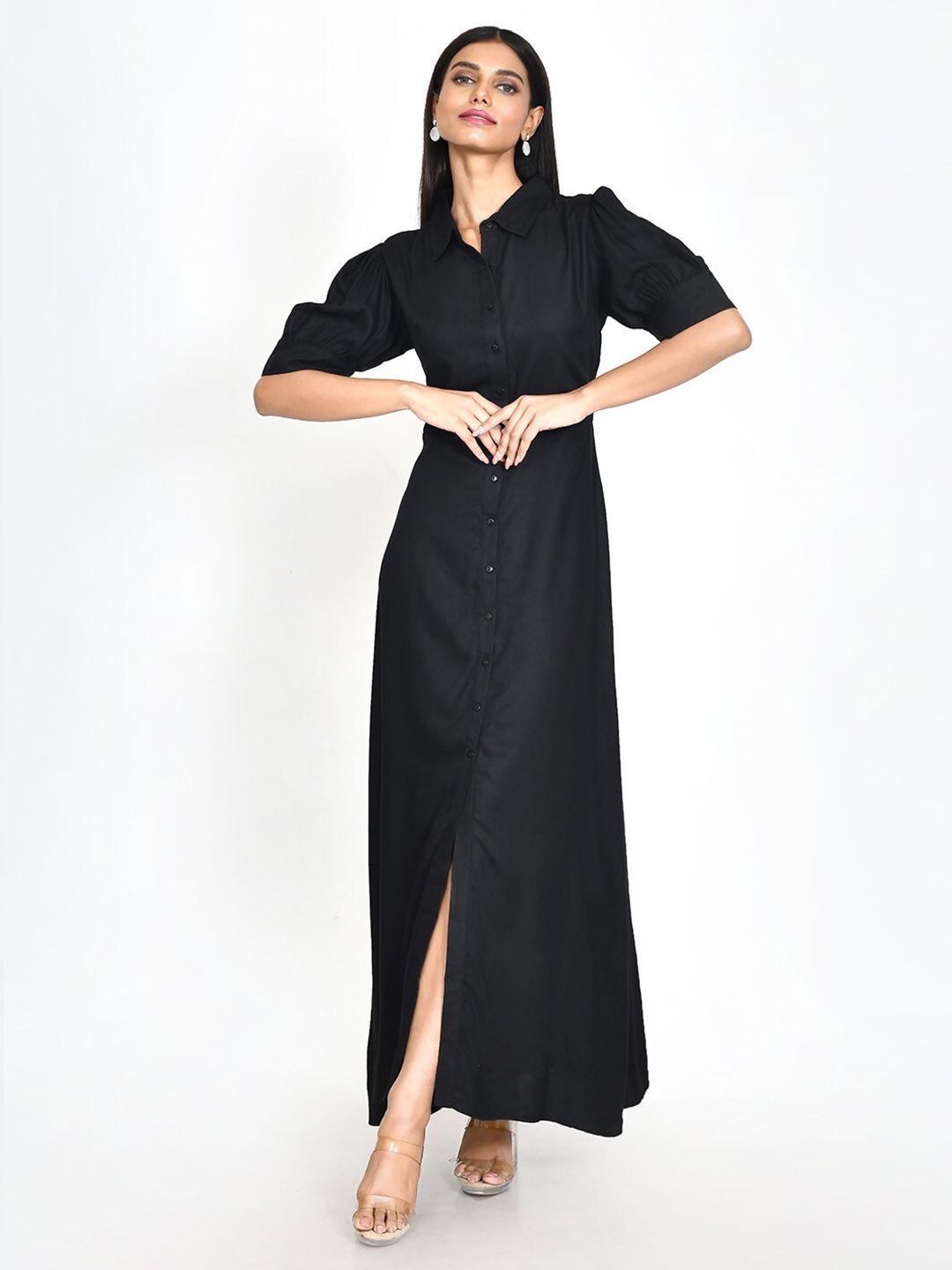 zink london spread collar maxi shirt dress