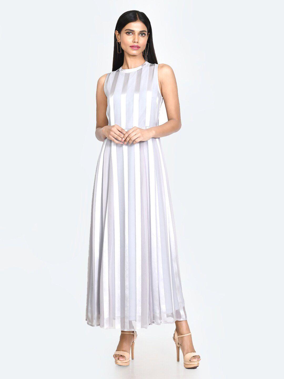 zink london striped band collar sleeveless maxi dress