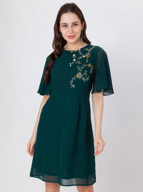 zink london teal embellished a line dress