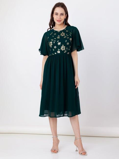 zink london teal embellished midi dress