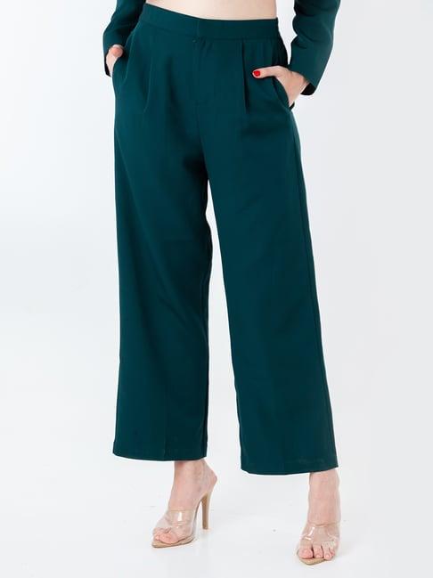 zink london teal regular fit high rise trousers