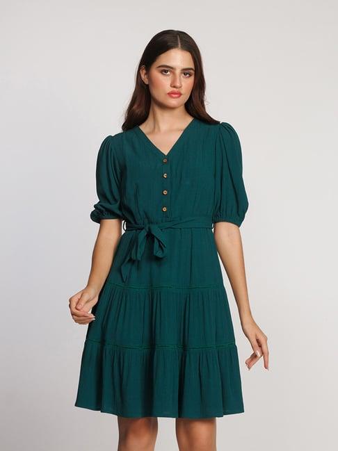 zink london teal relaxed fit a line dress