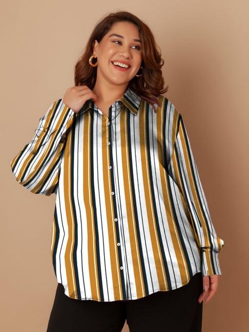 zink london white & yellow striped shirt