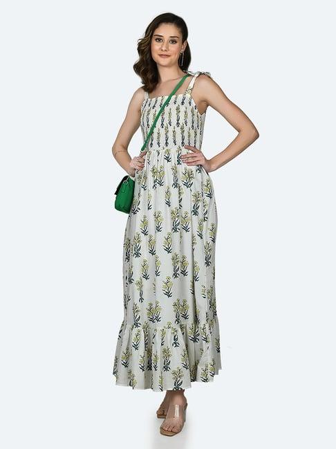 zink london white cotton floral print gown