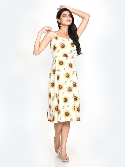 zink london white floral print midi dress