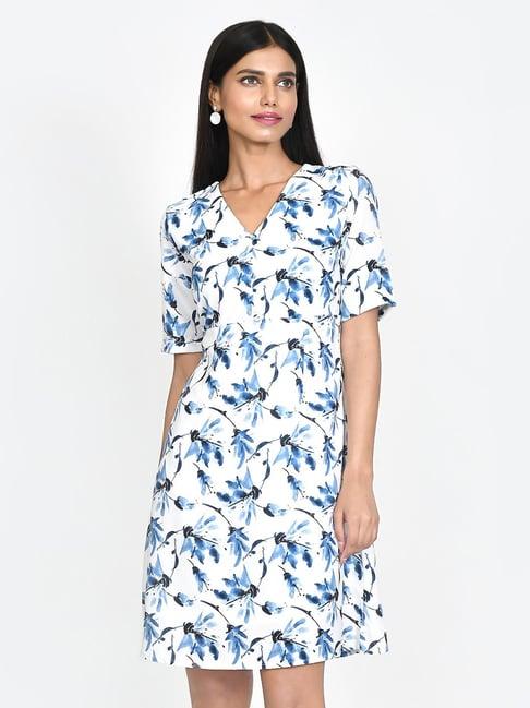 zink london white printed a line dress